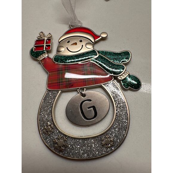 Metal Snowman Christmas Ornament Collectible Holiday 2019 Initial G - Picture 2 of 6